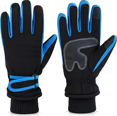 Produktbild von Winter Handschuhe, handschuhe Damen Herren, Größe M, Touchscreen Skihandschuhe für Ski, Snowboard, Blau