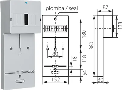 Produktbild von Zählertafel TLR-1F TLR-3F mit Schutzglas Zählertafel Wechselstrom Elektro-Plast