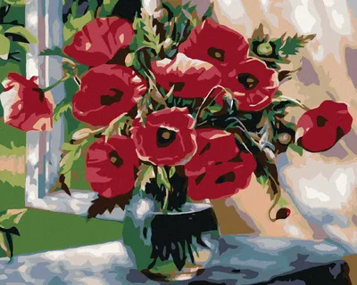 Produktbild von Diamondi - Diamond painting - SCHLAFMOHN IN GLASVASE, 40X50 cm, mit Keilrahmen (bereits gespannt)