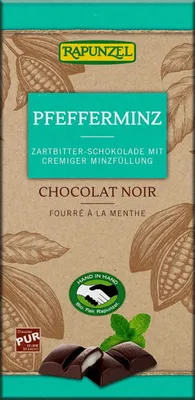 Zdjęcie produktu dla CZEKOLADA GORZKA Z NADZIENIEM O SMAKU MIĘTY PIEPRZOWEJ100 g - RAPUNZEL