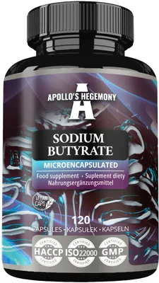Produktbild von Sodium Butyrate Hochdosiert 580 mg - 120 Vegane Kapseln
