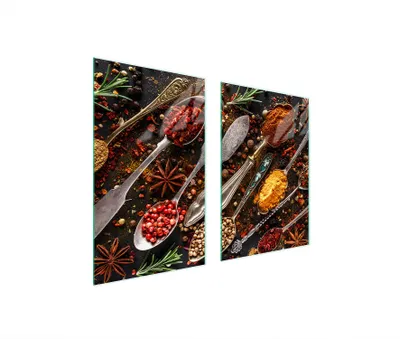 Obrázok produktu pre Sklenená ochranná doska do kuchyne 65x52 Korenie