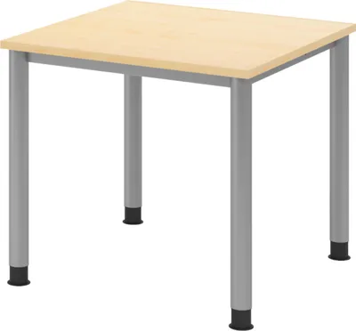 Produktbild von bümö Schreibtisch Serie-H - Nachbildung Ahorn, Gestell: Silber, Größe:  80 x 80 cm