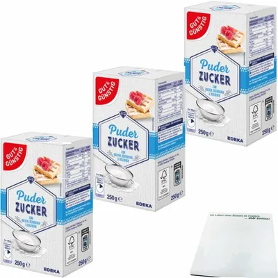 Produktbild von Gut & Günstig Puderzucker 3er Pack (3x250g Packung) + usy Block
