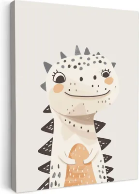 Produktbild von Leinwand Bilder 60x80 cm - Kinder Beige - Dinosaurier, Bilder Wohnzimmer Modern, Wanddeko