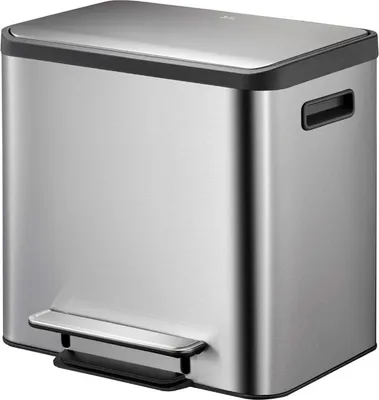 Obrázek produktu pro EKO - EcoCasa Recycler pedálový koš 12+12 litrů - Nerezová ocel - Matná nerezová ocel