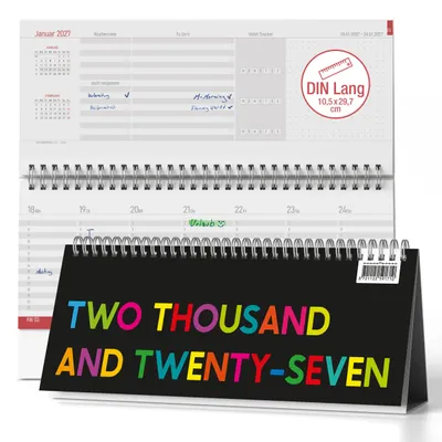 Produktbild von Tischkalender 2027 Quer Bunt Color Pop - Aufstellkalender Wochenplaner mit Habit Tracker,