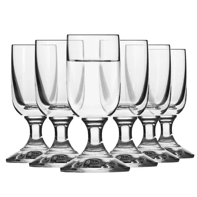 Produktbild von KROSNO Schnapsgläser auf Stiel 25ml – 6er Set Likörgläser Balance – Elegante Wodkagläser – Hochwertiges Glas – Spülmaschinenfest – Stamperl für Obstle