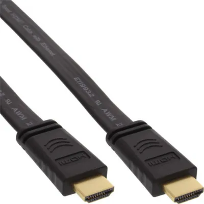 Image de InLine® 17003F Câble plat HDMI, HDMI High Speed avec Ethernet, contacts dorés, noir, 3m