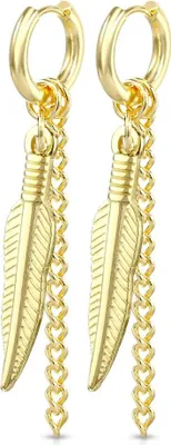 Produktbild von Damen Creole Kreole Klappcreole Edelstahl Feder Anhänger Ohr-Piercing Autiga® gold