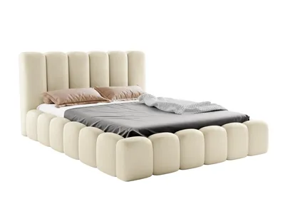 Produktbild von LUXKOR24 Polsterbett VELORA 160x200cm mit Bettkasten & Metallgestell - BEIGE MONOLITH