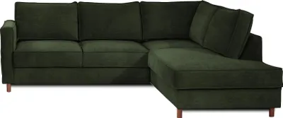 Image de Lisa Design Jake - canapé d'angle droit - convertible - 5 places - en velours côtelé , Vert