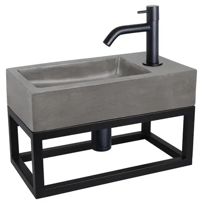 Productafbeelding van Badkamermeubel met wastafel, model Differnz HURA L, beton/zwart, 24 x 40 x 22 cm, artikelnummer 38.006.09