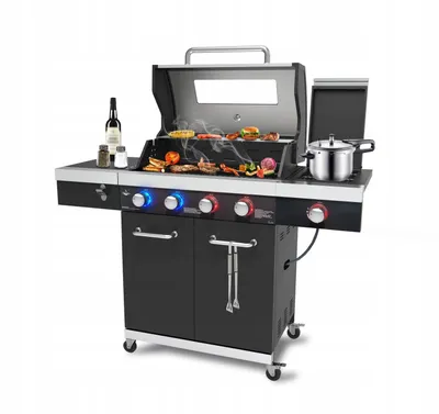 Zdjęcie produktu dla Grill Gazowy El Fuego Kingston 4+1 Żeliwny Ruszt+Pokrowiec + Strefa Turbo