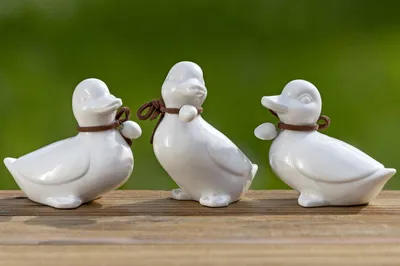 Produktbild von Dekofigur Lizzy Ente Porzellan weiß H 6,5 cm 3er Set