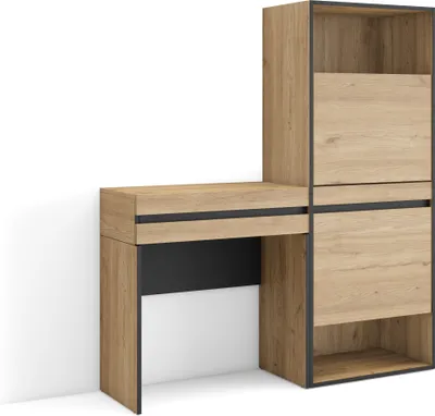 Produktbild von Konsolentisch, Flurtisch, 130x35x145 cm, mit Schublade, Schuhschrank, Eiche