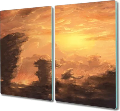 Produktbild von Coloray Hackbrett Herdabdeckplatte 2x30x52 cm Küchenbrett Kochplattenabdeckung Schneidebrett - Sonnenuntergang