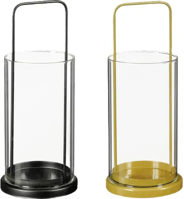 Produktbild von Mica Decorations Windlicht Glas Ø 11 x 25,5 cm schwarz oder gold