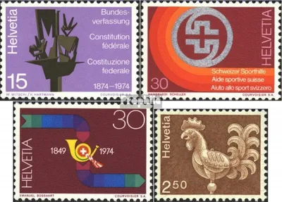 Produktbild von Briefmarken Schweiz 1974 Mi 1039-1041,1057y (kompl.Ausg.) gestempelt Jahresereignisse