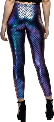 Meerjungfrau Leggings Nixe Hose in Schuppenoptik für Damen Gr. M Kostüm-Zubehör Accessoire Fasching Karneval Mottoparty