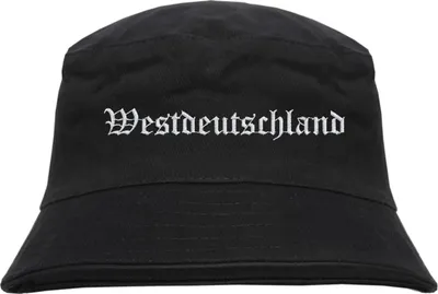 Produktbild von Westdeutschland Fischerhut - Altdeutsch - bestickt -  Bucket Hat Anglerhut Hut Schwarz S/M