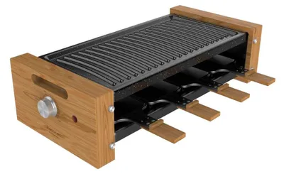 Obrázok produktu pre Cecotec Cheese&Grill 8200 Wood Black, 8 osôb, Oceľ, Drevo, 2 zone(s), Čierna, Drevo, Obdĺžnikový, Oceľ