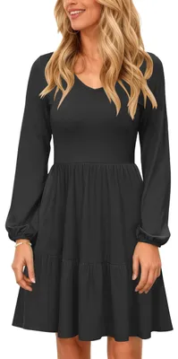 Immagine prodotto di Abito da donna a maniche lunghe con scollo a V e tasche