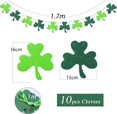 Produktbild von Kleeblatt Banner St. Patrick'S Tag Filz Girlande Dekoration Irish Day Party Deko