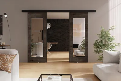 Produktbild von KIER FURNITURE TORI DUO - Schiebetür Komplettset – 132x205x1,6 cm - Esche dunkel