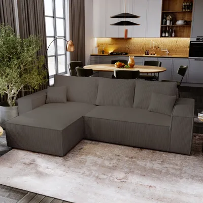 Produktbild von Ecksofa mit Schlaffunktion Majorka L - Sofa 280 cm mit Bettkasten, Ecksofa L-Form, Schlafsofa Couchgarnitur - Braun & Poso 04