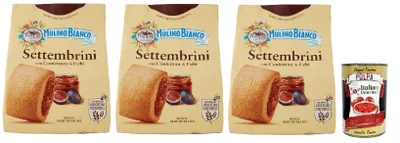 Produktbild von Mulino Bianco Settembrini Biscotti con Confettura di Fichi, Kekse mit Feigenmarmelade, biscuits, cookies, 3x 300g + Italian Gourmet polpa 400g
