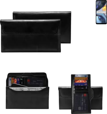 Produktbild von K-S-Trade Handy Hülle kompatibel mit Motorola Moto G22 Schutz Hülle Tasche Schutz Case Handytasche Kunstleder schwarz, 1x
