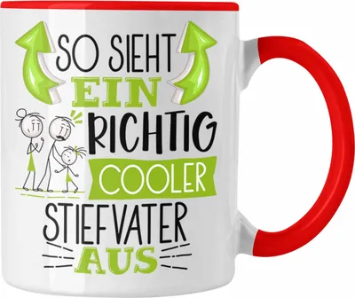 Produktbild von Trendation - Stiefvater Tasse Geschenk So Sieht Ein RIchtig Cooler Stiefvater Aus Geschenkidee Lustiger Spruch Geburtstag Becher Kaffeetasse Vatertag (Rot)