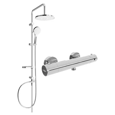Obrázek produktu pro Mexen Erik odkrytý sprchový set s dešťovou sprchovou hlavicí a termostatickou sprchovou baterií Kai, Chromovaná - 77100205-00