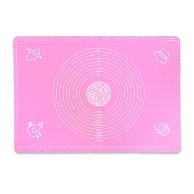 Produktbild von XXL 65x45cm rutschfeste Silikon Backunterlage Backmatte Teigmatte Rollmatte Silikonmatte Dauerbackmatte Rosa