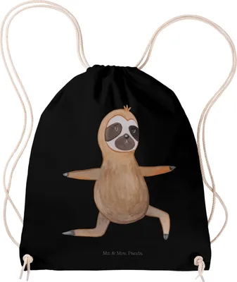 Produktbild von Mr. & Mrs. Panda gym tasche Faultier Yoga - Schwarz - Geschenk, Beutel, Turnbeutel, festival rucksack, Jutebeutel, Namaste, Säckchen, Meditation, wander