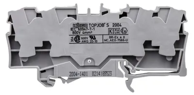 Imagen del producto de WAGO 2004-1401: Borne de conexión pasante para 4 conductores, sección de 0,5 a 4,0 mm