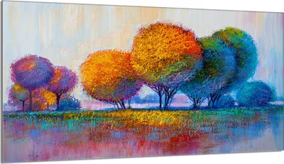Produktbild von Herdabdeckplatte 90x52 Glaskeramikkochfeld Abdeckung Spritzschutz Glasplatte Deko Schneidebrett, Bäume Bunt