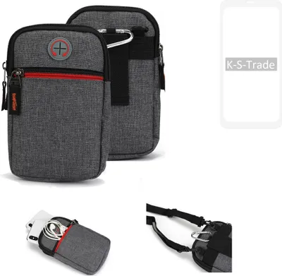 Produktbild von K-S-Trade Holster Gürteltasche kompatibel mit OnePlus OnePlus 8 Pro Handy Tasche Schutz Hülle grau Zusatzfächer 1x