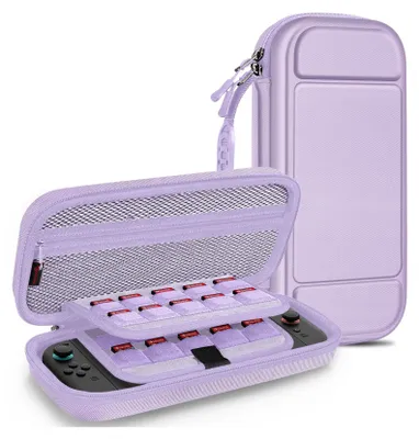 Produktbild von FINTIE Tasche für Nintendo Switch 2(2025 Modell) - Tragetasche Aufbewahrungstasche Hülle Case mit 20 Spielkartenhaltern und Haltegurt für Nintendo Switch Konsole und Zubehör, Pastellviolett