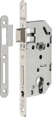 Image de Serrure encastrable Monomax NF pour cylindre européen, axe 40mm, bouts ronds, têtière nickelée - THIRARD