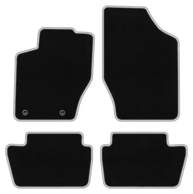 Obrázek produktu pro Velurové autokoberce pro: Citroen C4 I 2004-2010 (kupé/hatchback) – sada 4 ks, černo-stříbrné, na míru – Wielganizator CARLUX