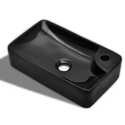 Immagine prodotto di vidaXL Lavabo in Vetroceramica con foro per rubinetto nero
