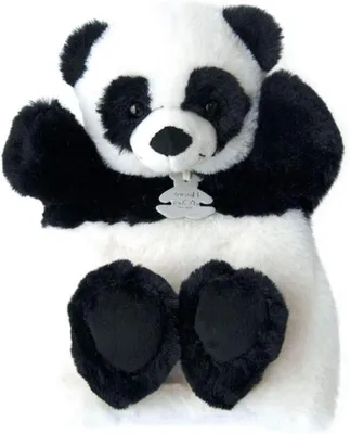 Productafbeelding van Panda Marionet - Zachte Pop - Kinderspel - Zijdezacht Pluche - 24 cm - Zwart