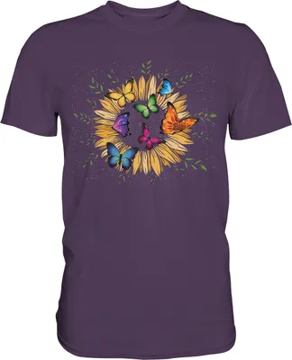 Produktbild von Sonnenblume Bunte Schmetterlinge T-Shirt – Urban Purple / XL