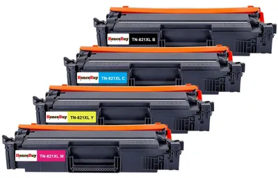 Immagine prodotto di Cartucce toner TN821 - Compatibili con le stampanti Brother - Nero, ciano, magenta, giallo (confezione da 4)