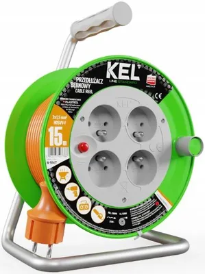 Produktbild von KEL Trommel-Verlängerungskabel 15m 4-fach Orange 3x1,5mm²