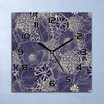 Produktbild von Wanduhr Echt-Glas-Küchenuhr Vintage Blumen Quarz Lautlos 30x30 Deko Bilder