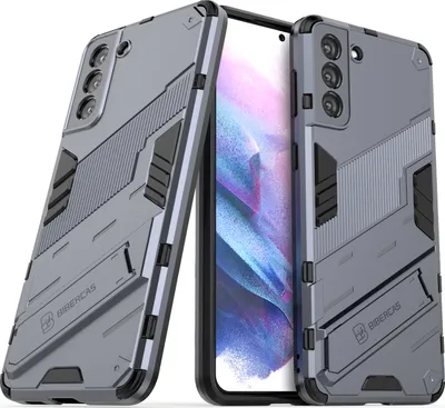 Produktbild von Armor Hülle für Samsung Galaxy S21 FE 5G, Hybrid PC TPU Bumper Stoßfestes Schutzhülle mit Standfunktion für Galaxy S21 FE 5G Blau