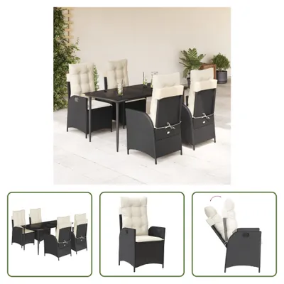Produktbild von The Living Store 5-tlg. Garten-Essgruppe mit Kissen Schwarz Poly Rattan